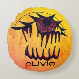 Almofada Redonda Visão Personalizada Psicodélica de Sangue