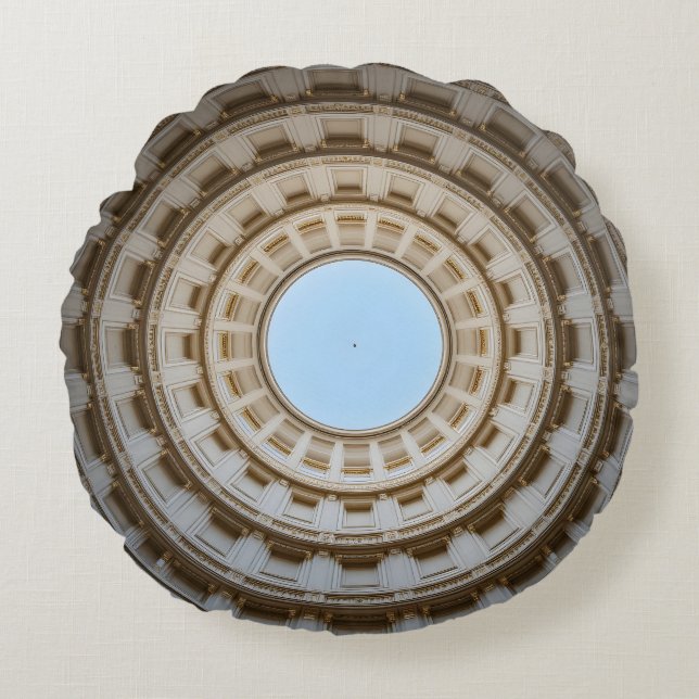 Almofada Redonda Visão Simétrica do Verme de um Grande Domo (Frente)