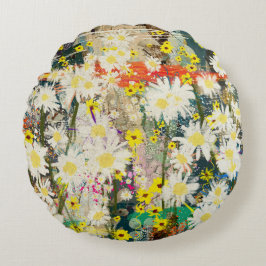 Almofada Redonda Visitas - Arte Floral Inspirada pela Natureza -