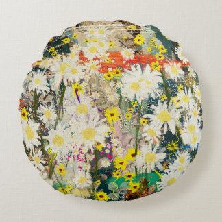 Almofada Redonda Visitas - Arte Floral Inspirada pela Natureza -