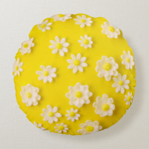 Almofada Redonda Visitas com fundo amarelo