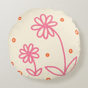 Almofada Redonda Visitas e Pontos 2 - Rosa, Laranja e Creme