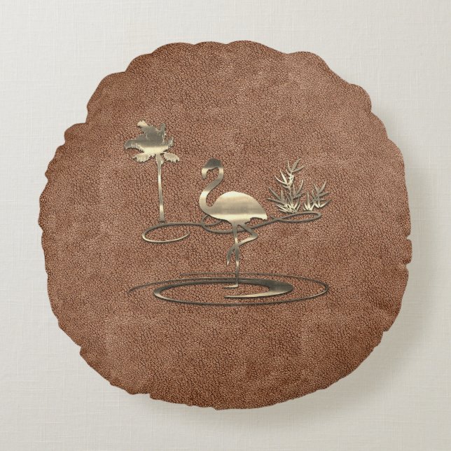 Almofada Redonda Vista de Férias Douradas (Frente)