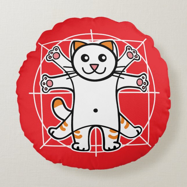 Almofada Redonda Vitruvian Cat (Frente)