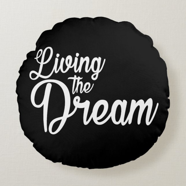 Almofada Redonda Vivendo O Sonho Motivacional Inspiracional (Frente)