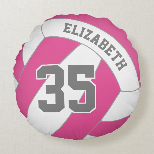 Almofada Redonda VOCÊ escolhe QUALQUER garota de cor vôlei personal (Frente)