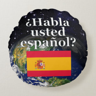 Almofada Redonda Você fala o espanhol? no espanhol. Bandeira &