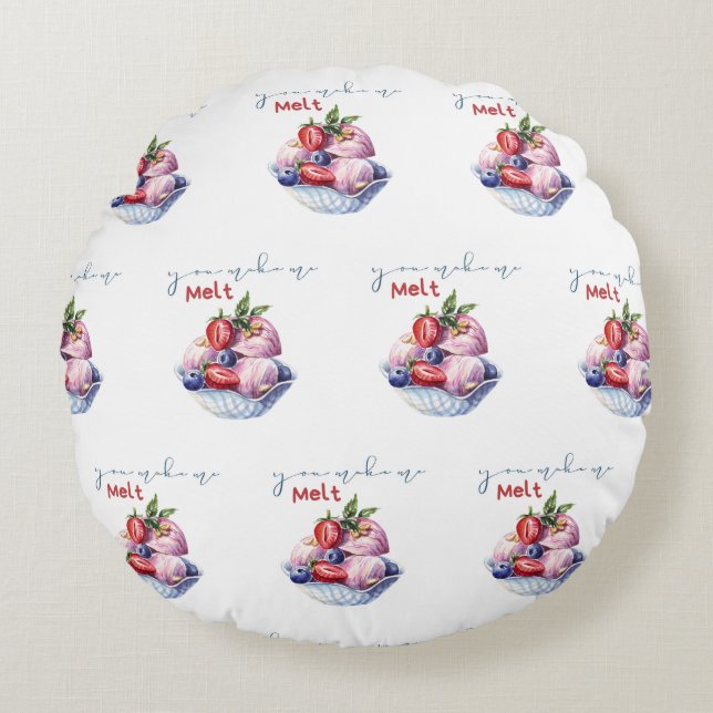 Almofada Redonda você me faz derreter sorvete (Frente)