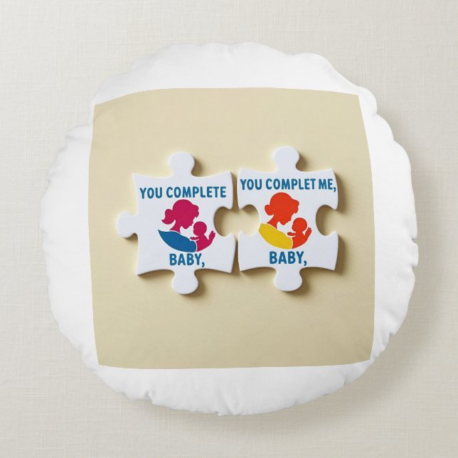 Almofada Redonda Você Me Preenche, Querida, Quebra-cabeça (Frente)