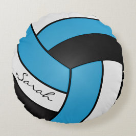 Almofada Redonda Voleibol branco, preto e branco | DIY Name