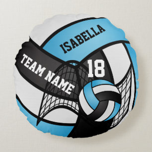 Almofada Redonda Voleibol 🏐 Esporte - Azul Bebê, Branco e Preto