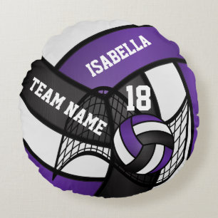Almofada Redonda Voleibol 🏐 Esporte - Roxo, Branco e Negro