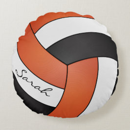 Almofada Redonda Voleibol Laranja, Negro e Branco | DIY Name