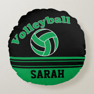 Almofada Redonda Voleibol Verde e Negro Personalizar