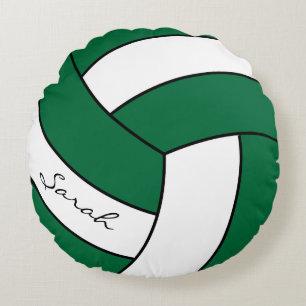 Almofada Redonda Voleibol Verde Escuro e Branco DIY Name Esport