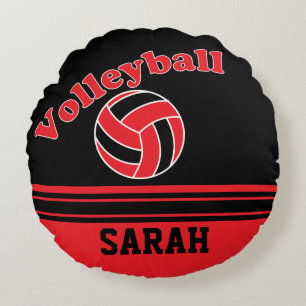 Almofada Redonda Voleibol Vermelho e Negro
