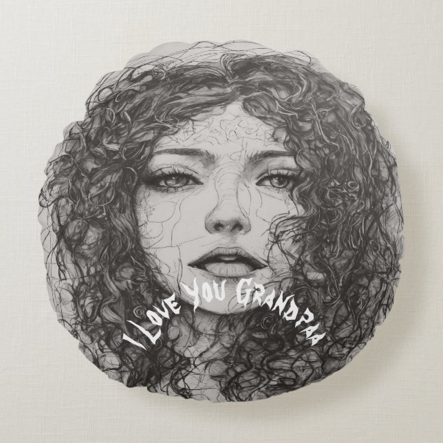 Almofada Redonda Vovô Travesseiros únicos de luxo com vida redonda (Frente)