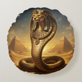 Almofada Redonda Wadjet – Egyptian Cobra Goddess