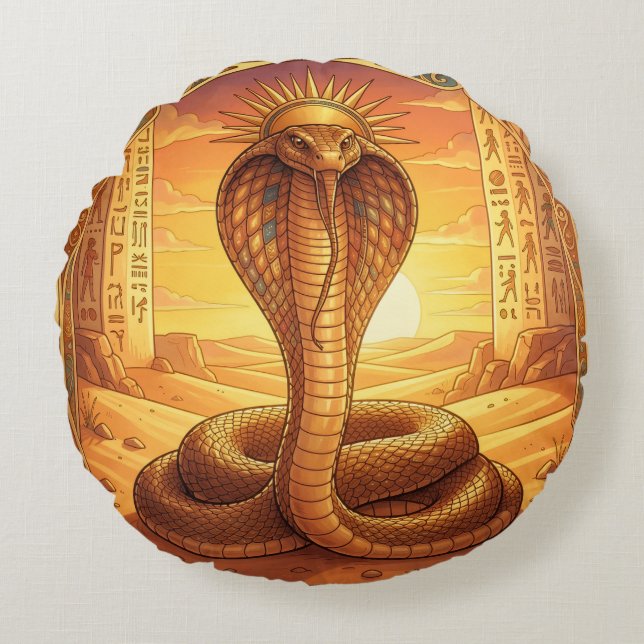 Almofada Redonda Wadjet – Egyptian Cobra Goddess´1 (Frente)