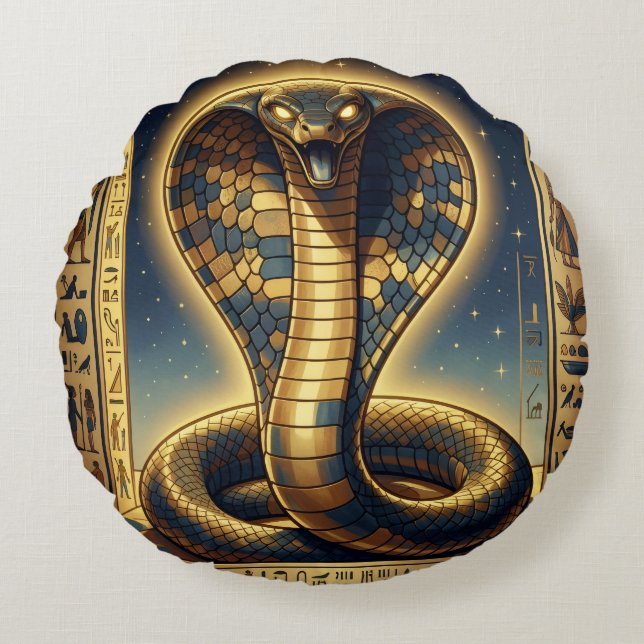 Almofada Redonda Wadjet – Egyptian Cobra Goddess´3 (Frente)