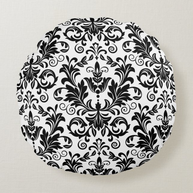 Almofada Redonda Wallpaper in the style of Baroque. Seamless backgr (Frente)