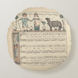 Almofada Redonda Walter Crane Baa Baa Ovelha Negra Rima Infantil