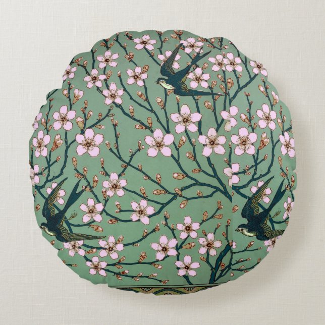 Almofada Redonda Walter Crane Swallows and Almonds (Frente)