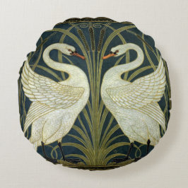 Almofada Redonda Walter Crane Swan & Rush and Iris Victorian 