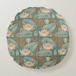 Almofada Redonda Water Lily Art Nouveau Nature