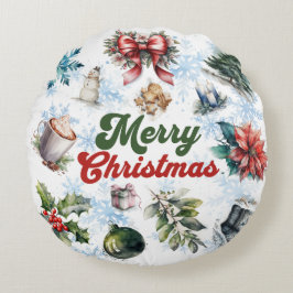 Almofada Redonda Watercolor Natal