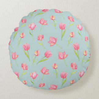 Almofada Redonda Watercolor Pattern with Delicate Pink Round Pillow
