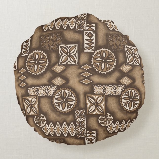 Almofada Redonda Wave Warrior Hawaiian Tapa (Verso)