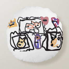 Almofada Redonda Welsh Corgi hearts 