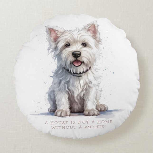 Almofada Redonda Westie Cheeky Cute Personalizado (Frente)