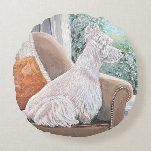 Almofada Redonda Westin Olhando uma janela (Frente)