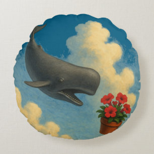 Almofada Redonda Whale & Bowl Of Petunias