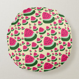 Almofada Redonda Whimsical Watermelons Cute Summer Fruit Pattern 
