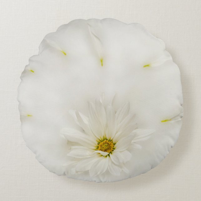 Almofada Redonda White Daisy Flower Round Pillow (Frente)