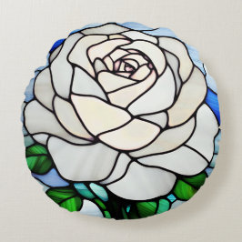 Almofada Redonda White Rose Stained Glass