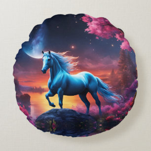 Almofada Redonda White Stallion Fantasy Pink Garden