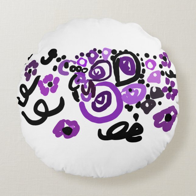 Almofada Redonda Wild Purple Peacock (Frente)