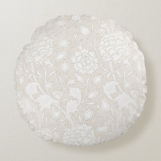 Almofada Redonda William Morris Floral Patterno na Sepia (Frente)