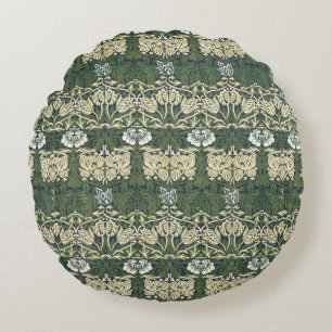 Almofada Redonda William Morris Floral Vintage Art Tulip E Rosa