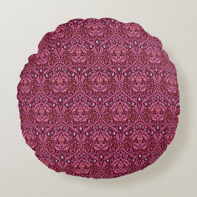 Almofada Redonda William Morris Ouro Bough em Plum (Frente)