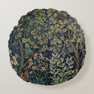 Almofada Redonda William Morris Pheasant Bird Tree Woodland