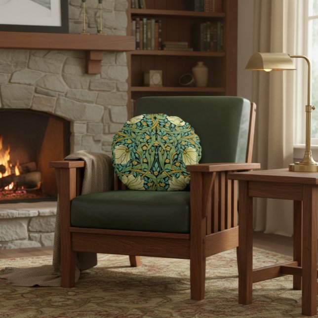 Almofada Redonda William Morris Pimpernel Mission Style (Criador carregado)