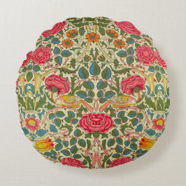Almofada Redonda William Morris Rosa Floral Chintz Rosa