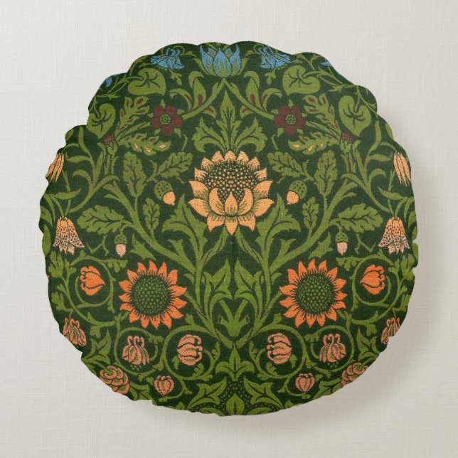 Almofada Redonda William Morris Violet e Columbine Art Rug (Frente)