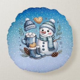 Almofada Redonda Winter Cozy Snowman