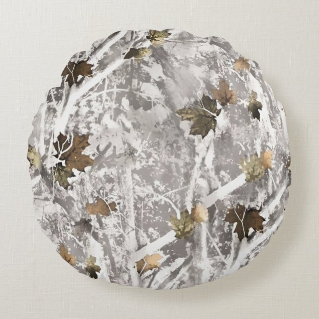 Almofada Redonda Winter Hunting Camouflage Look (Frente)